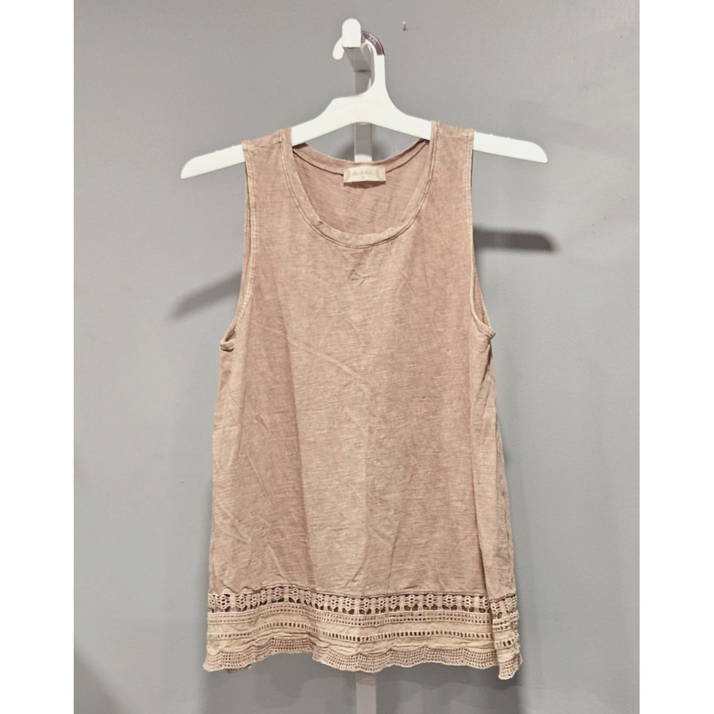 Altar'd State Size S Grunge-Dye Dusty Rose Pullover Top Crochet Detail Boho-Chic